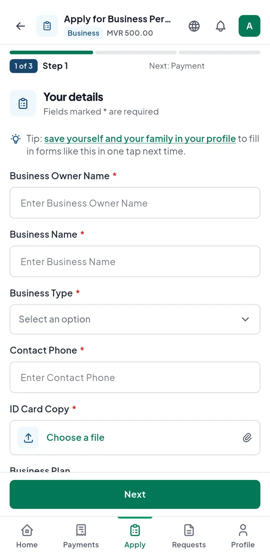 The My Ukulhas app: Apply step by step