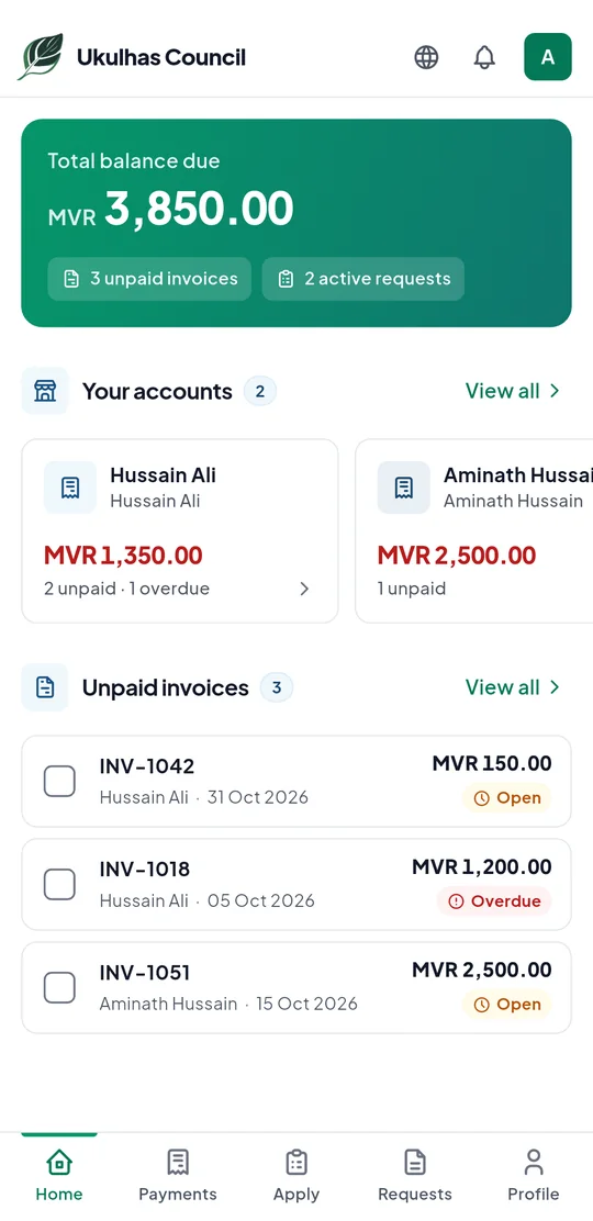 The My Ukulhas app: Your bills at a glance