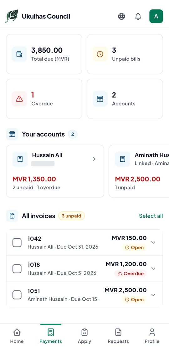 The My Ukulhas app: Pay for the whole family